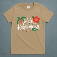 Mele Kalikimaka Hibiscus Palm Waikiki Big Island Christmas T-Shirt thumb 5