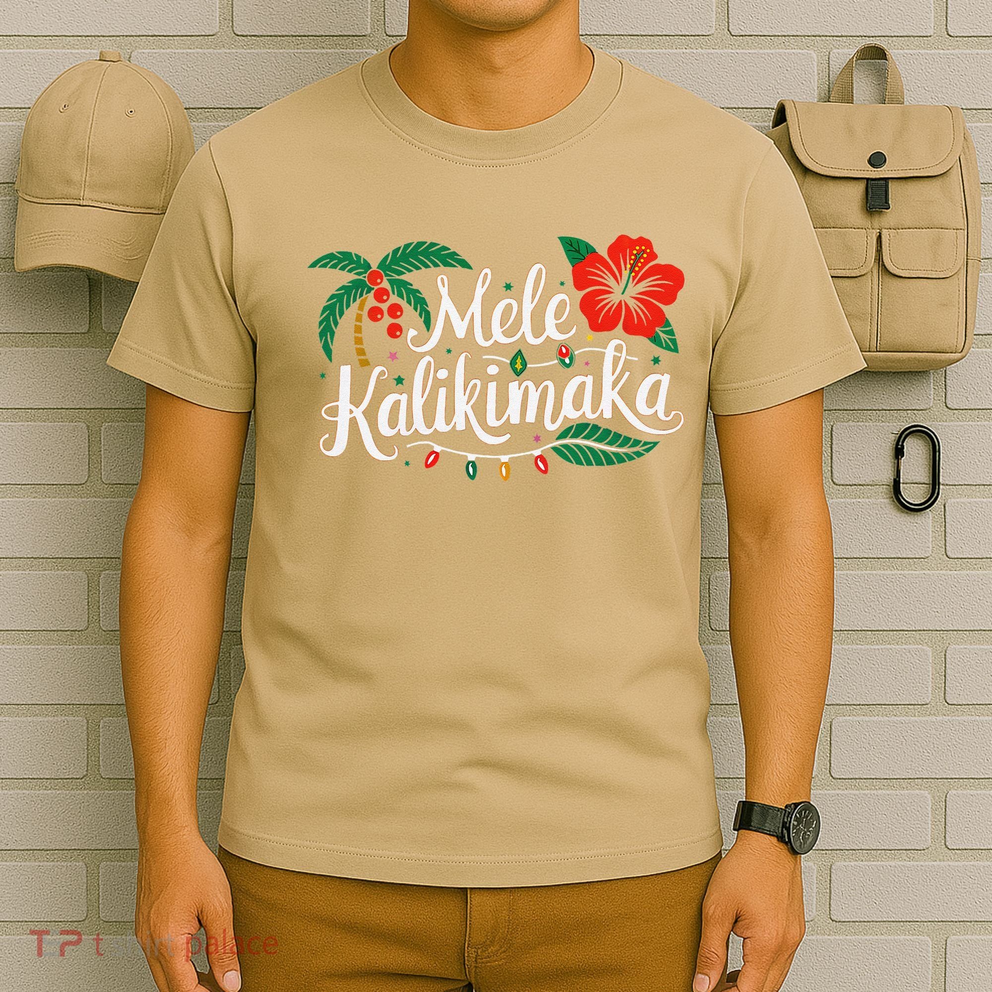 Mele Kalikimaka Hibiscus Palm Waikiki Big Island Christmas T-Shirt