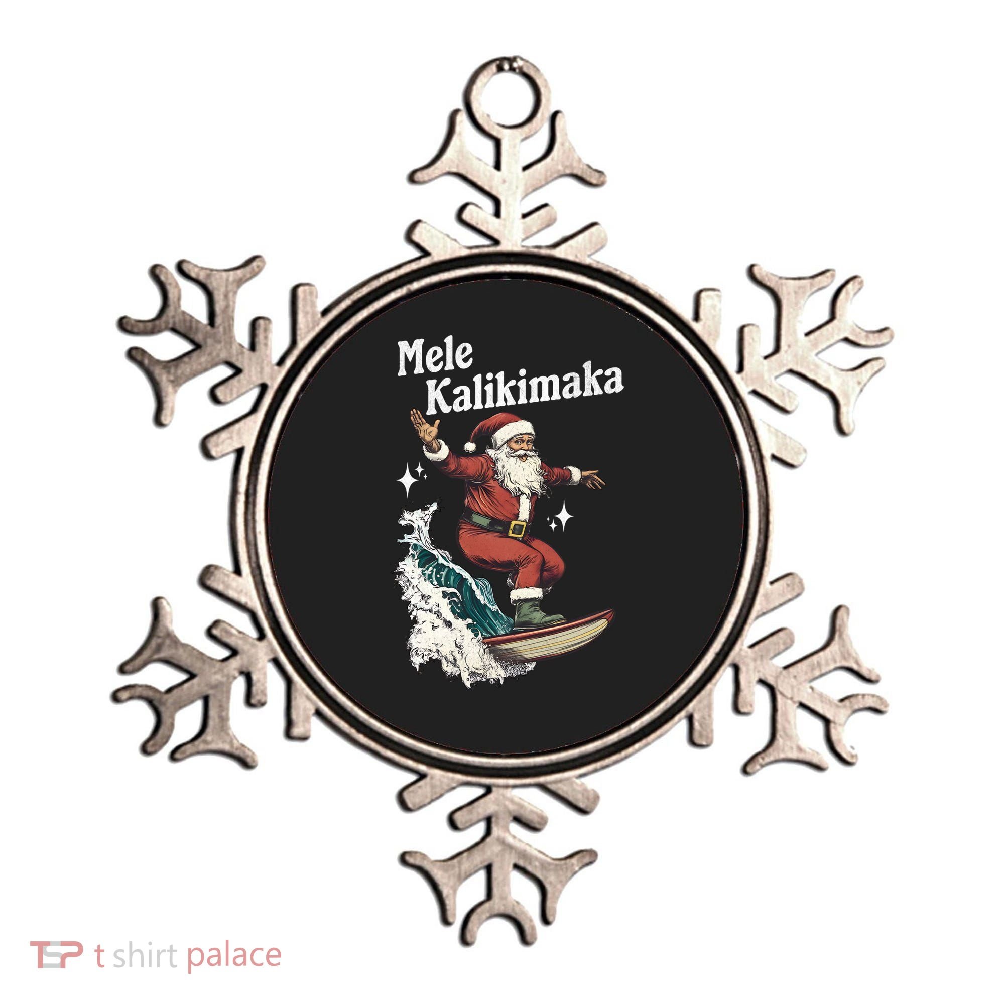 Mele Kalikimaka Hawaiian Christmas Surfing Santa Gift Ornament