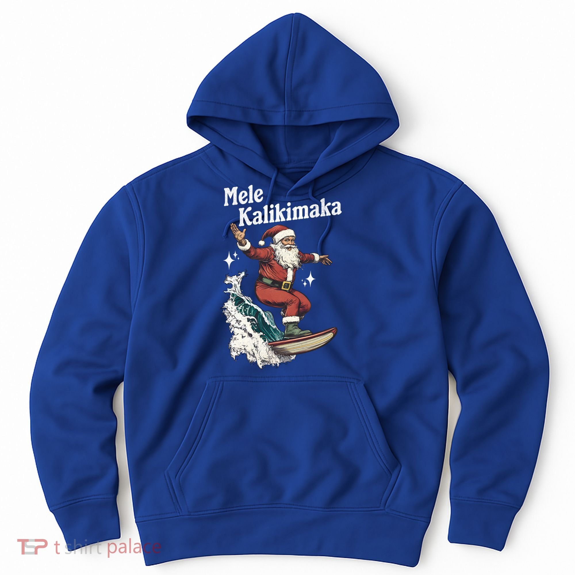 Mele Kalikimaka Hawaiian Christmas Surfing Santa Gift Hoodie