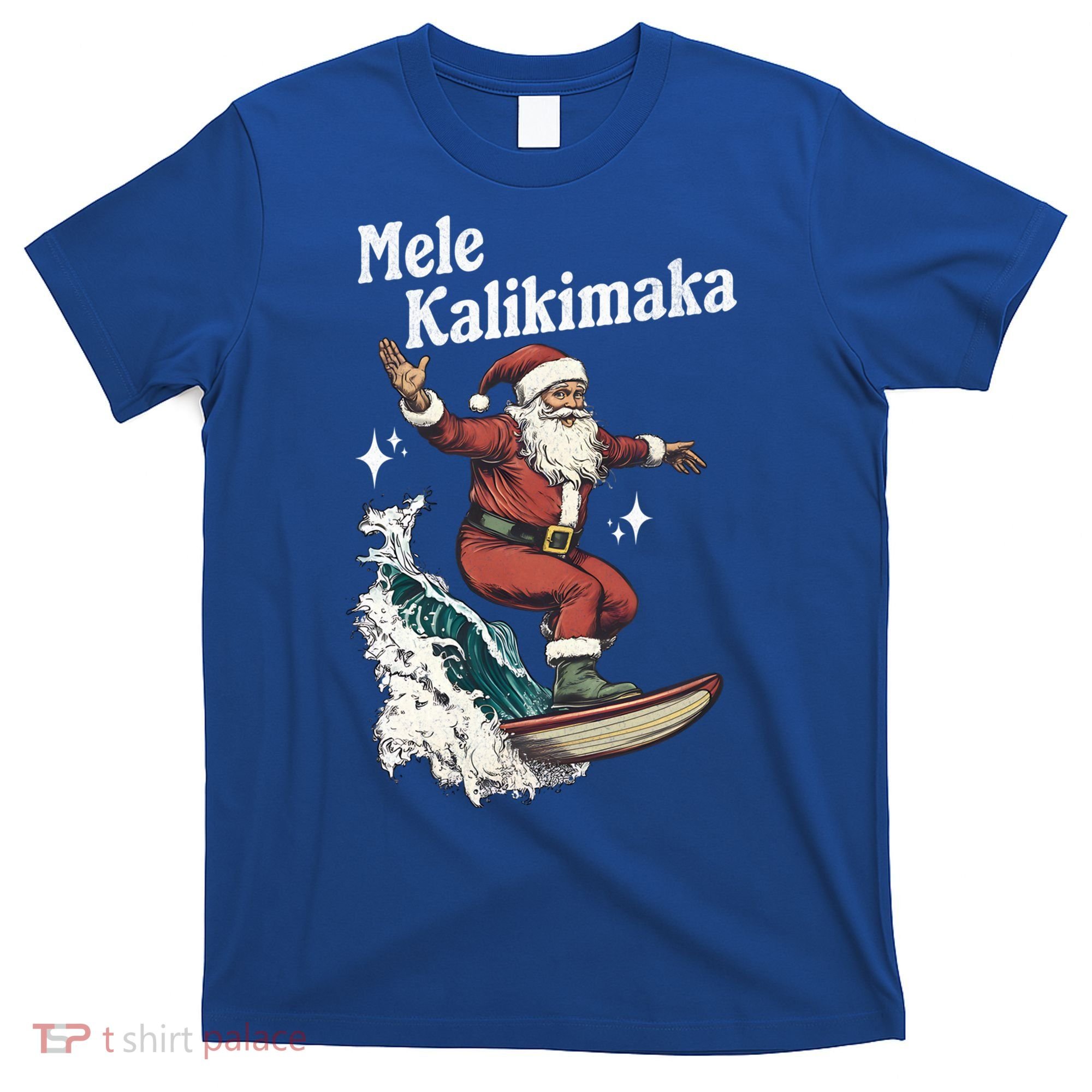 Mele Kalikimaka Hawaiian Christmas Surfing Santa Gift T-Shirt
