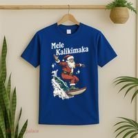 Mele Kalikimaka Hawaiian Christmas Surfing Santa Gift T-Shirt thumb 2