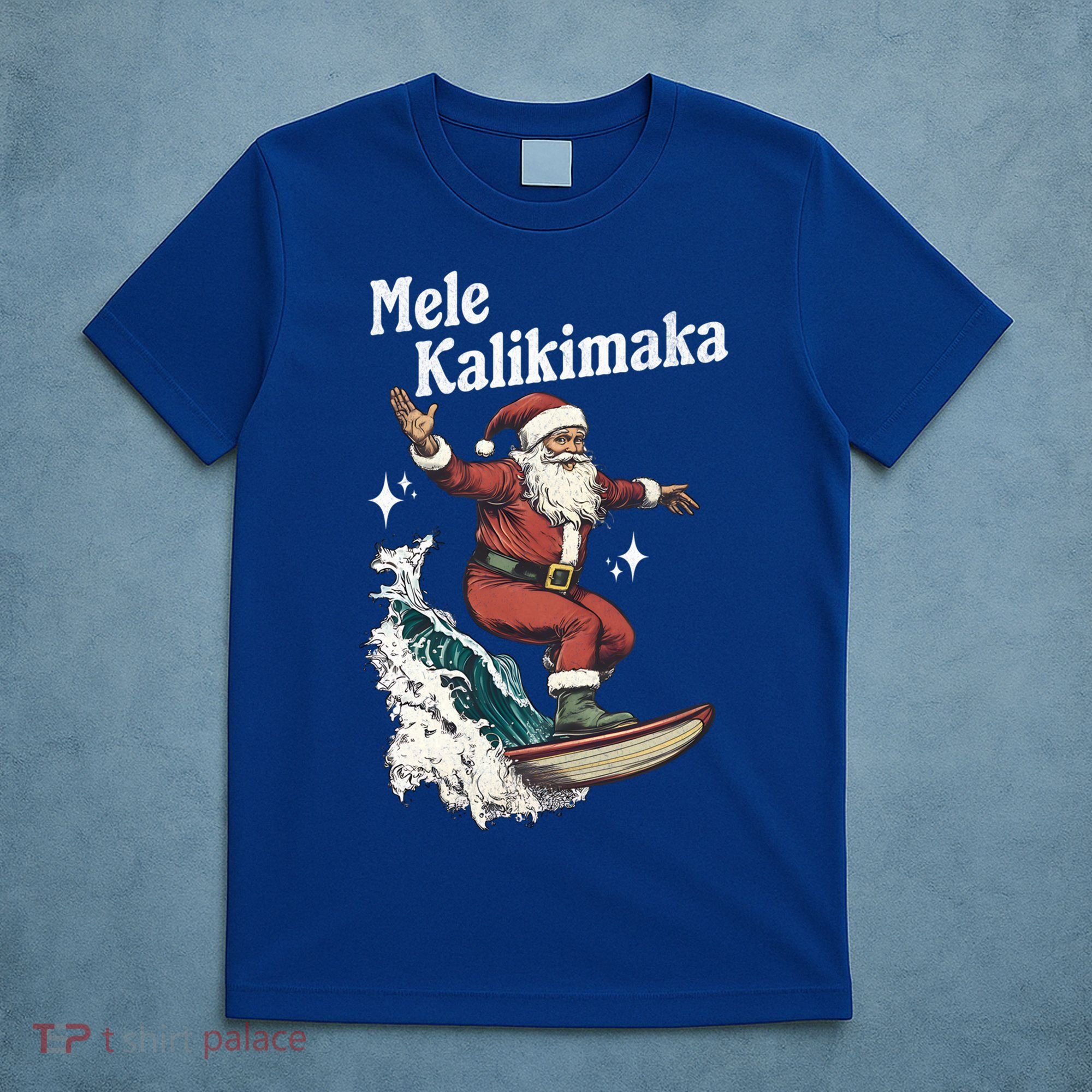 Mele Kalikimaka Hawaiian Christmas Surfing Santa Gift T-Shirt