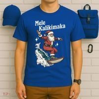 Mele Kalikimaka Hawaiian Christmas Surfing Santa Gift T-Shirt thumb 6
