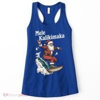 Mele Kalikimaka Hawaiian Christmas Surfing Santa Gift Women's Tank Top thumb 0