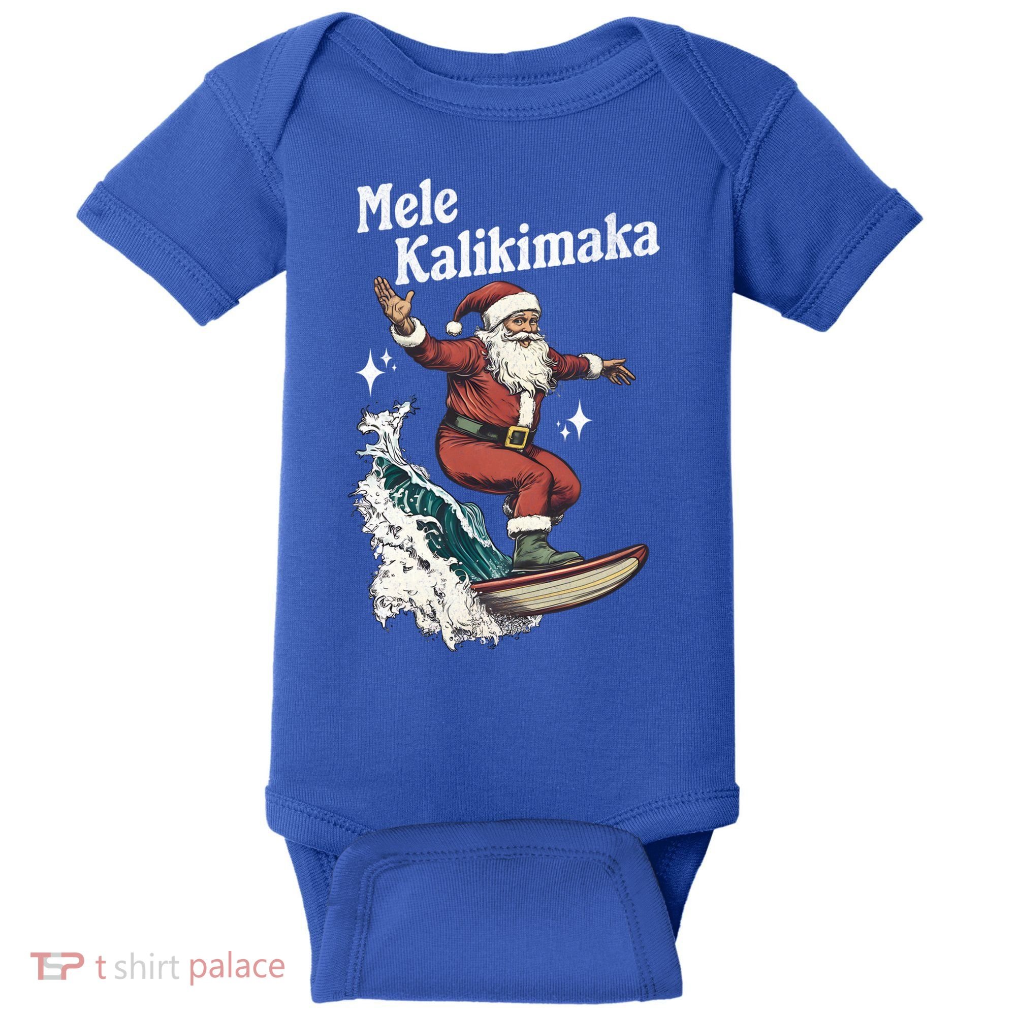Mele Kalikimaka Hawaiian Christmas Surfing Santa Gift Baby Bodysuit
