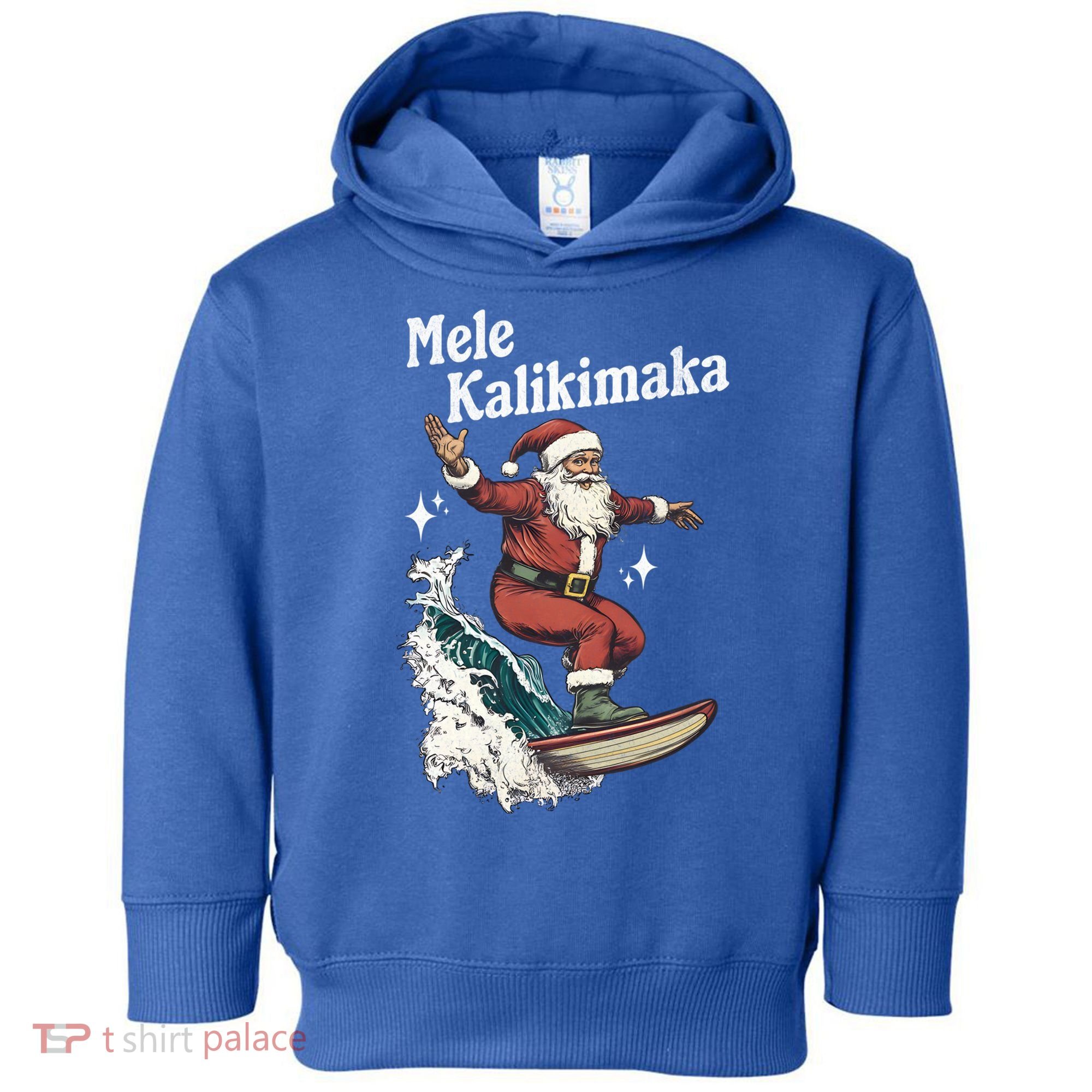 Mele Kalikimaka Hawaiian Christmas Surfing Santa Gift Toddler Hoodie
