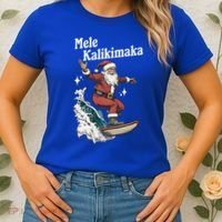 Mele Kalikimaka Hawaiian Christmas Surfing Santa Gift Women's T-Shirt thumb 2