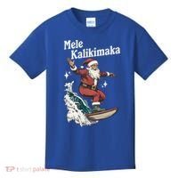 Mele Kalikimaka Hawaiian Christmas Surfing Santa Gift Kids T-Shirt thumb 0