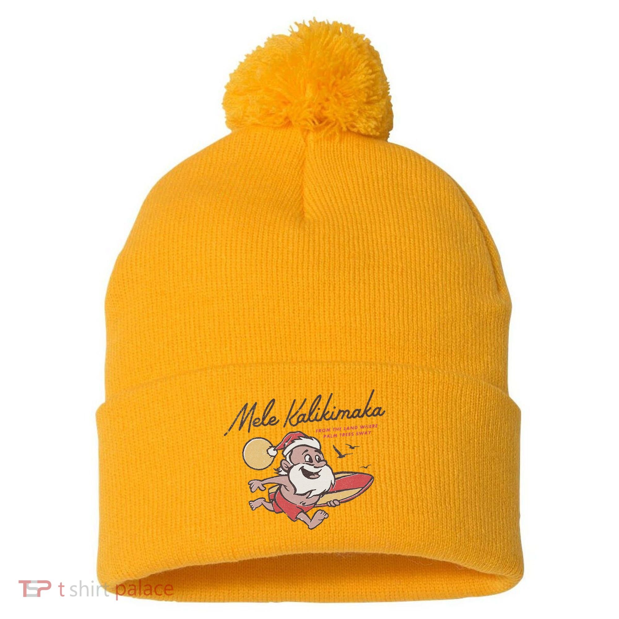 Mele Kalikimaka Hawaiian Christmas Mele Kalikimaka Pom Pom 12in Knit Beanie