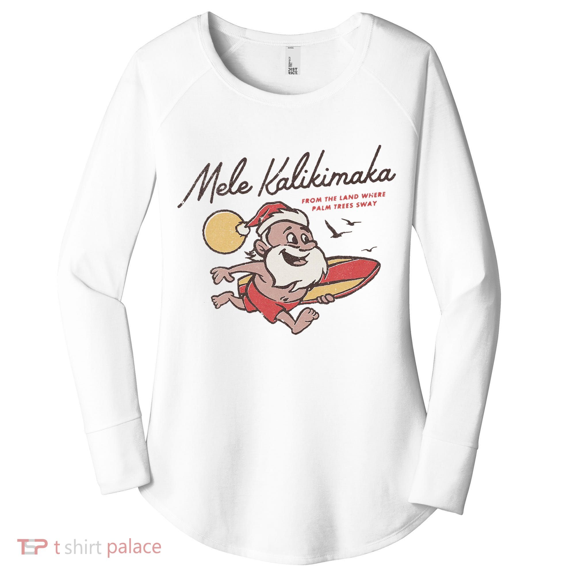 Mele Kalikimaka Hawaiian Christmas Mele Kalikimaka Women's Perfect Tri Tunic Long Sleeve Shirt