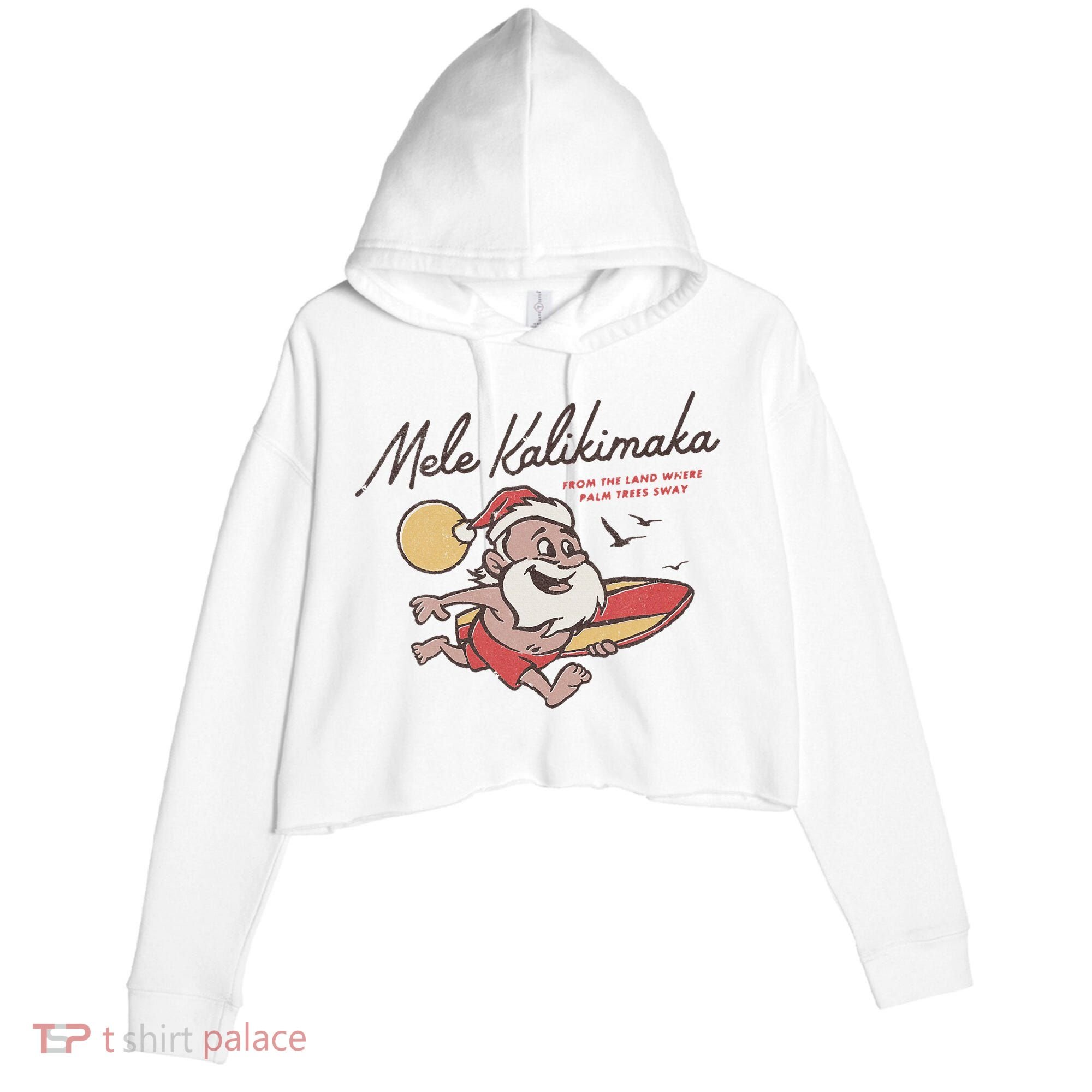 Mele Kalikimaka Hawaiian Christmas Mele Kalikimaka Crop Fleece Hoodie