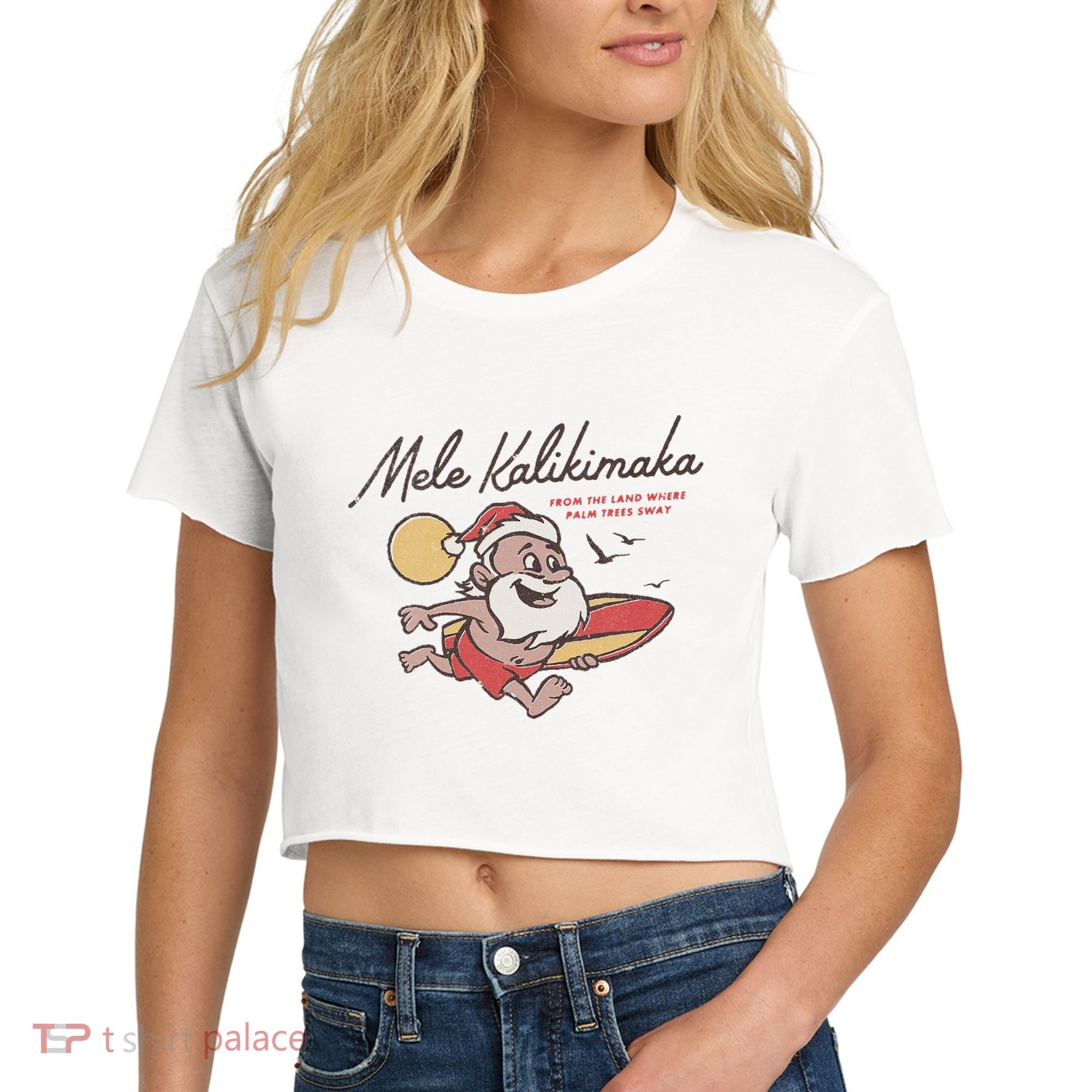 Mele Kalikimaka Hawaiian Christmas Mele Kalikimaka Women's Crop Top Tee