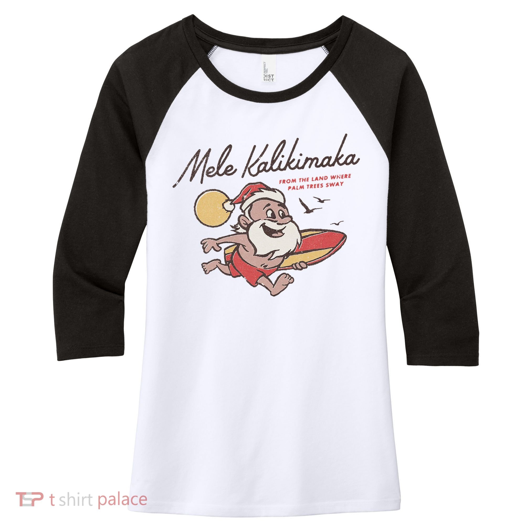 Mele Kalikimaka Hawaiian Christmas Mele Kalikimaka Women's Tri-Blend 3/4-Sleeve Raglan Shirt