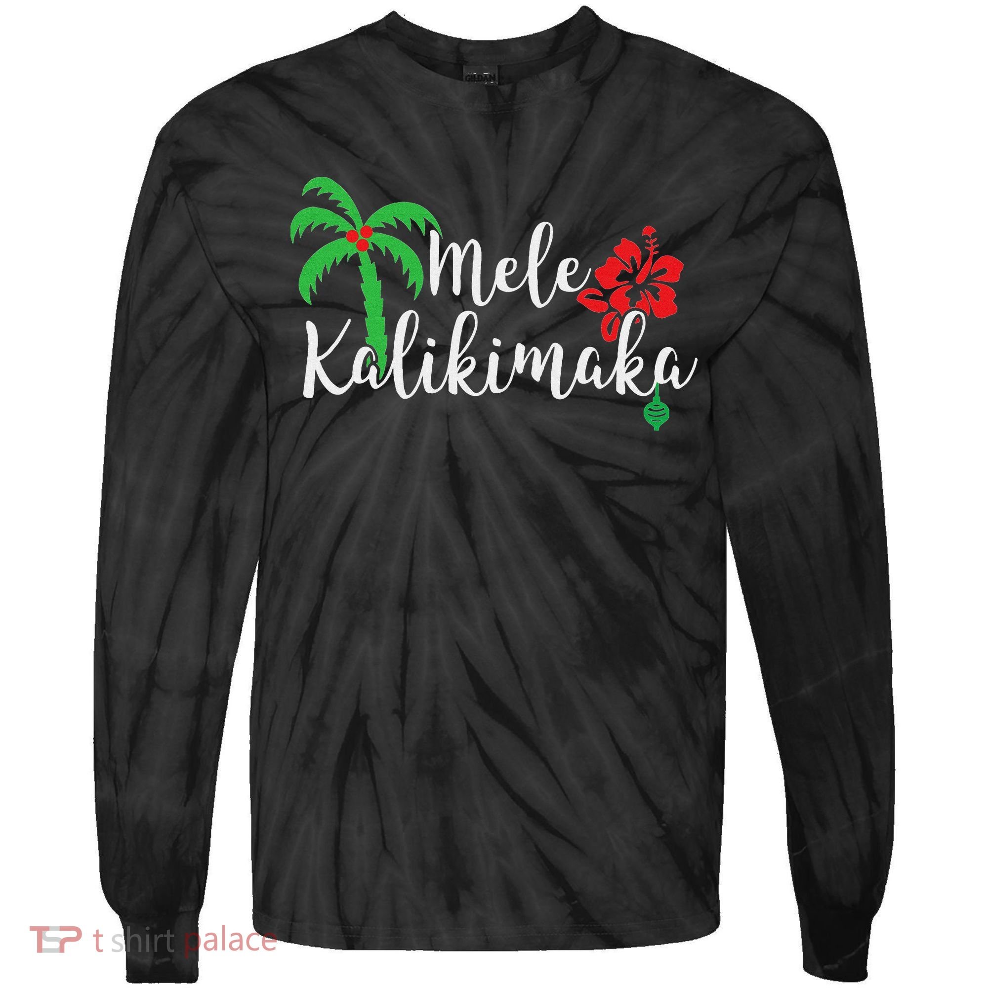 Mele Kalikimaka Hawaiian Merry Christmas Tie-Dye Long Sleeve Shirt