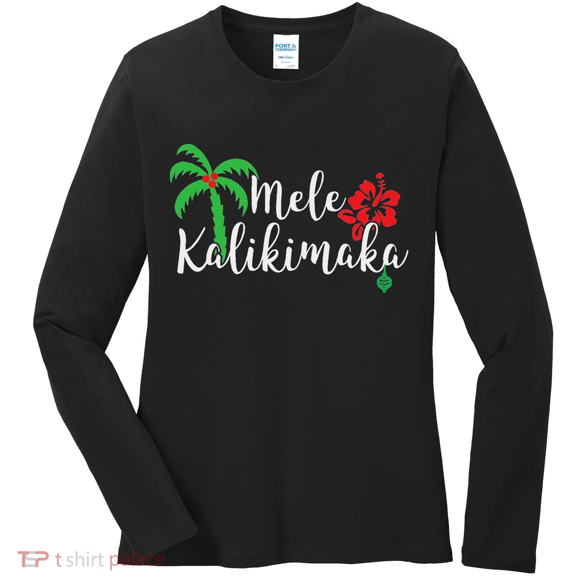 Mele Kalikimaka Hawaiian Merry Christmas Women's Long Sleeve Shirt
