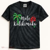 Mele Kalikimaka Hawaiian Merry Christmas Kids Tie-Dye T-Shirt thumb 0