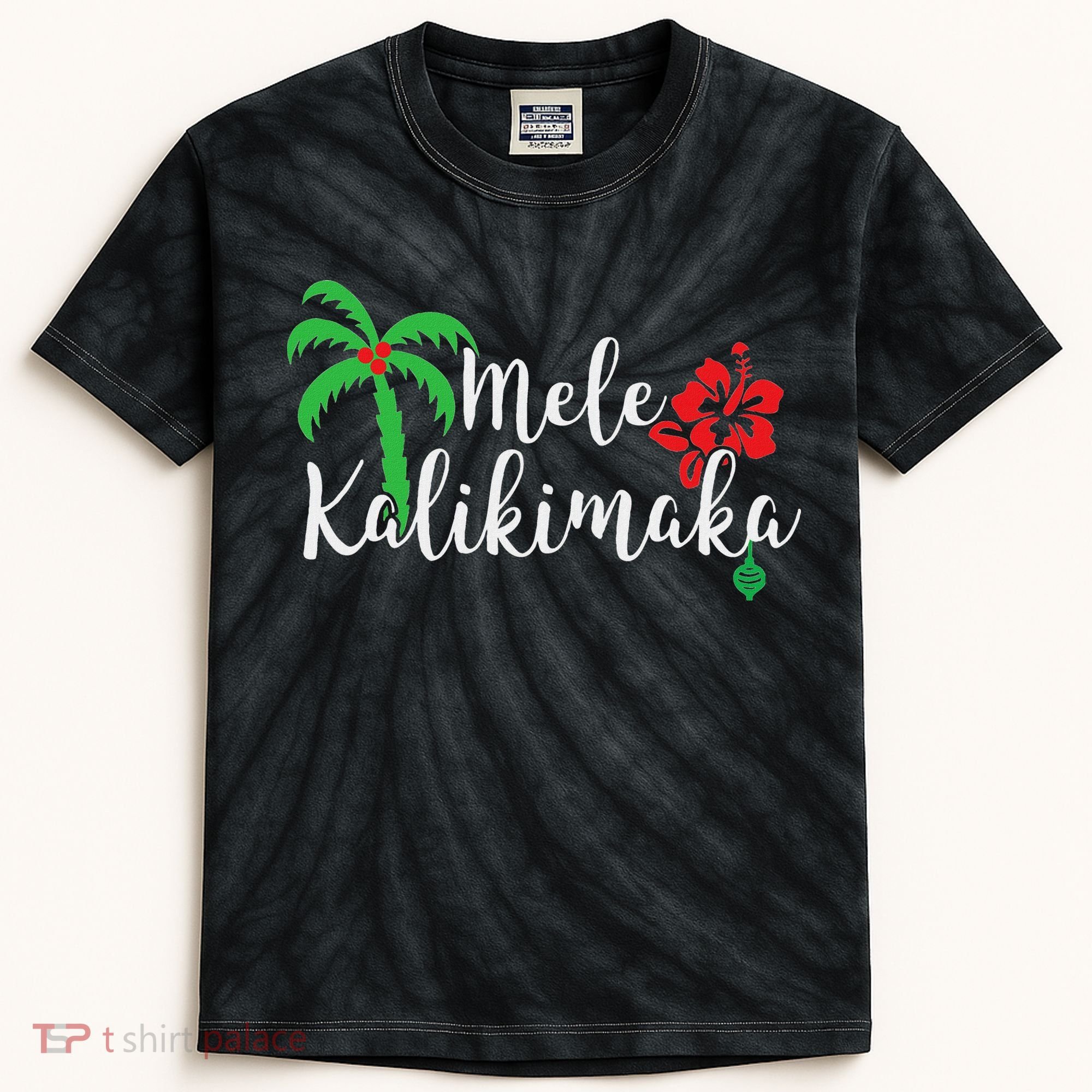 Mele Kalikimaka Hawaiian Merry Christmas Kids Tie-Dye T-Shirt