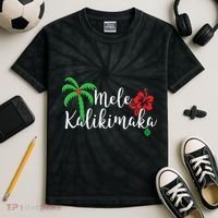 Mele Kalikimaka Hawaiian Merry Christmas Kids Tie-Dye T-Shirt thumb 2