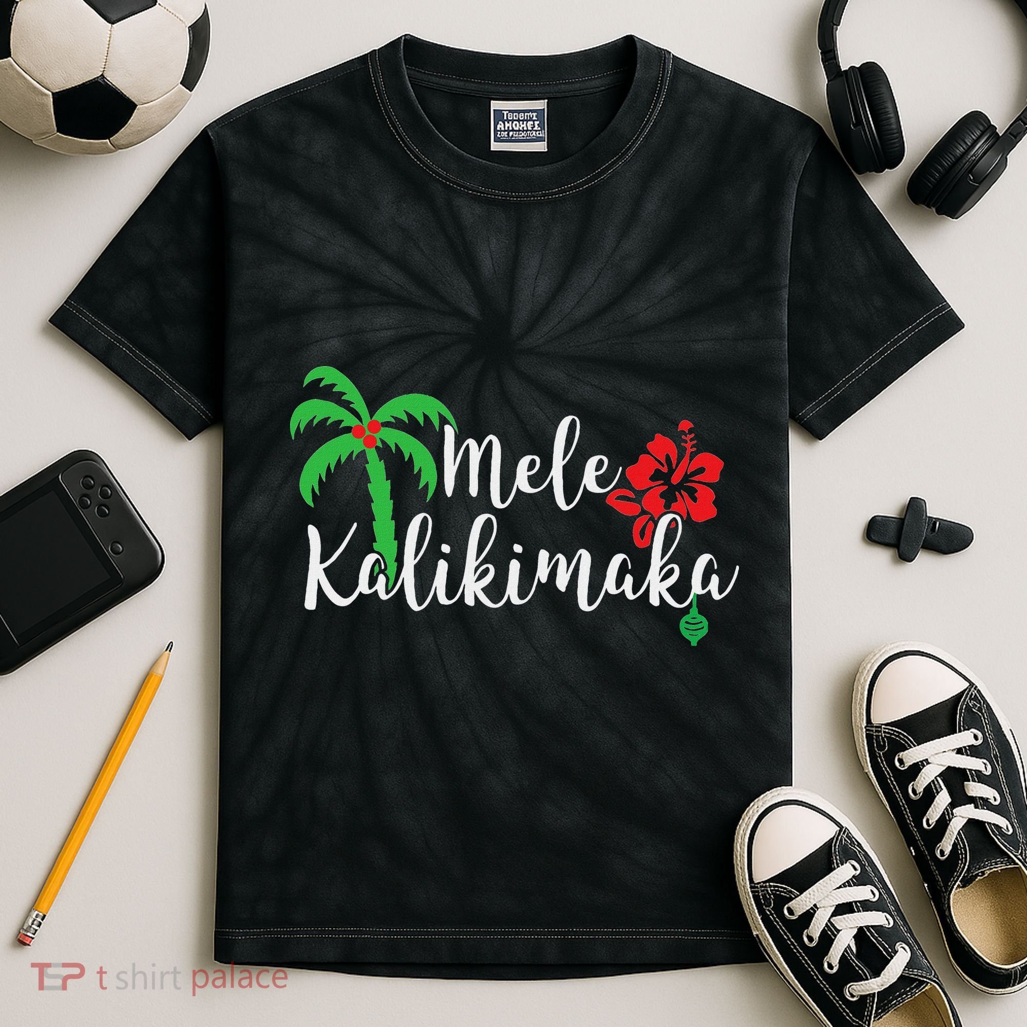 Mele Kalikimaka Hawaiian Merry Christmas Kids Tie-Dye T-Shirt