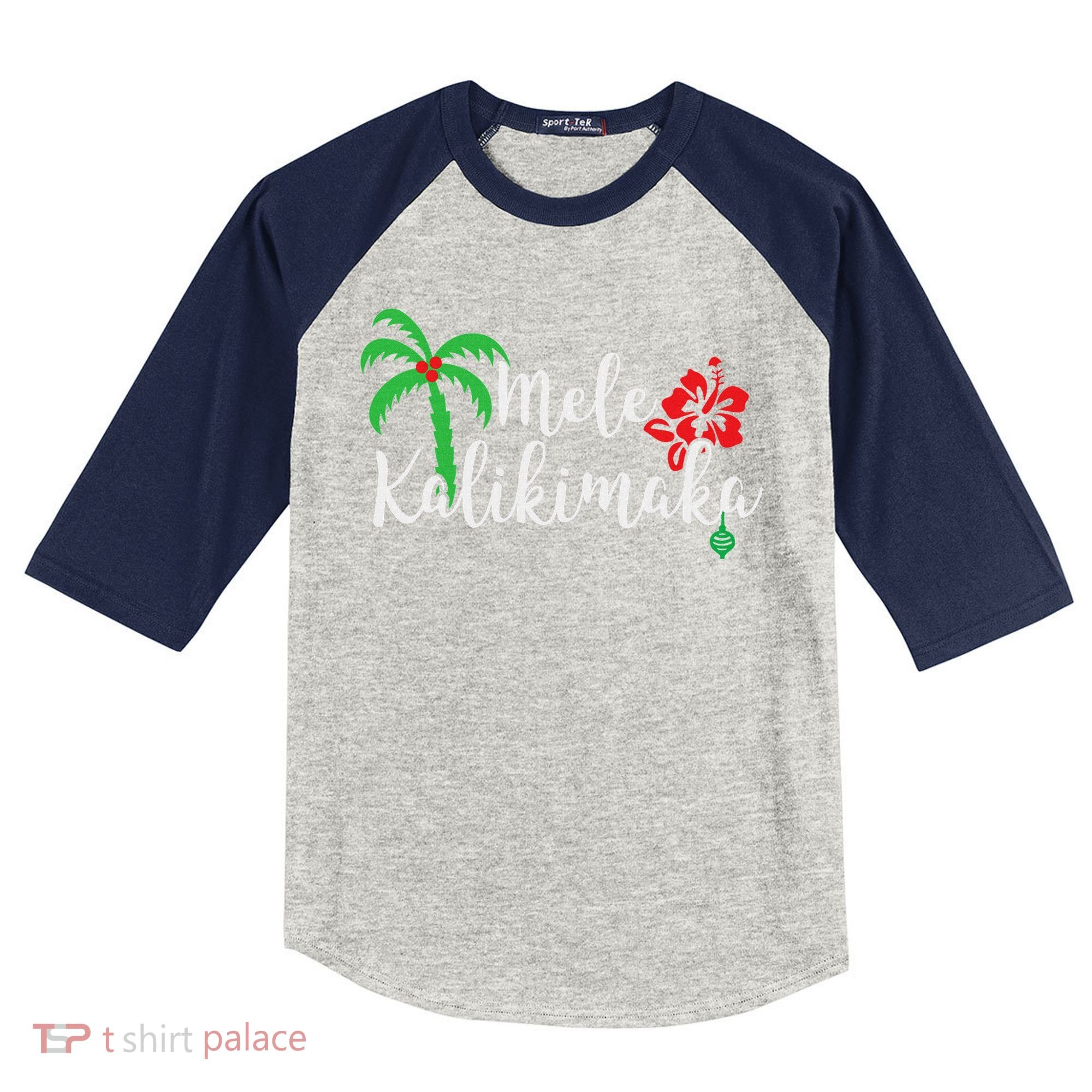 Mele Kalikimaka Hawaiian Merry Christmas Kids Colorblock Raglan Jersey
