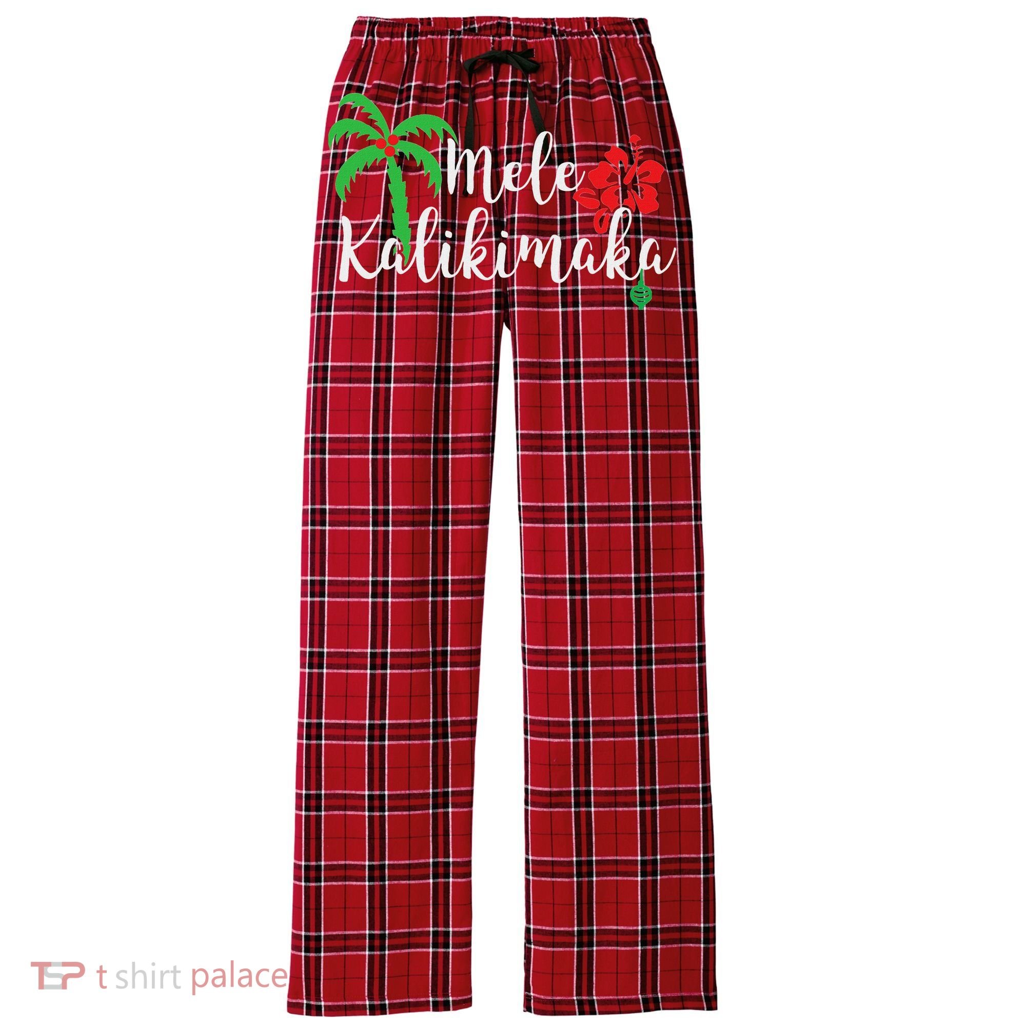 Mele Kalikimaka Hawaiian Merry Christmas Women's Flannel Plaid Pajama Pants