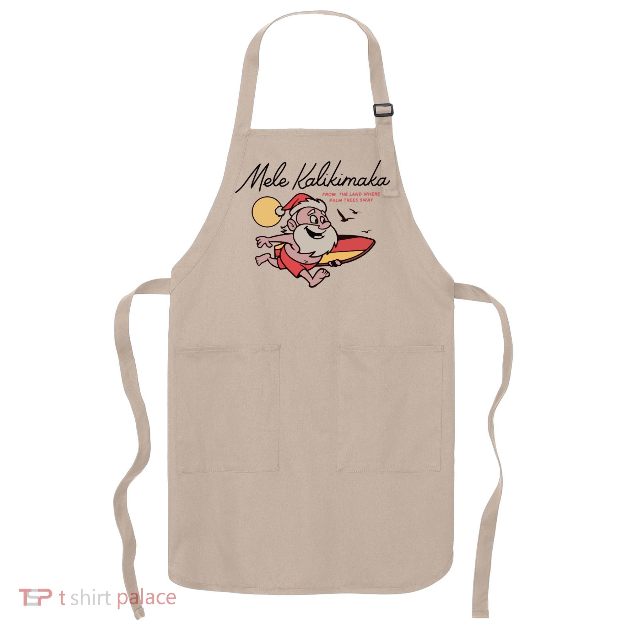 Mele Kalikimaka Hawaii Christmas Surfing Santa Apron