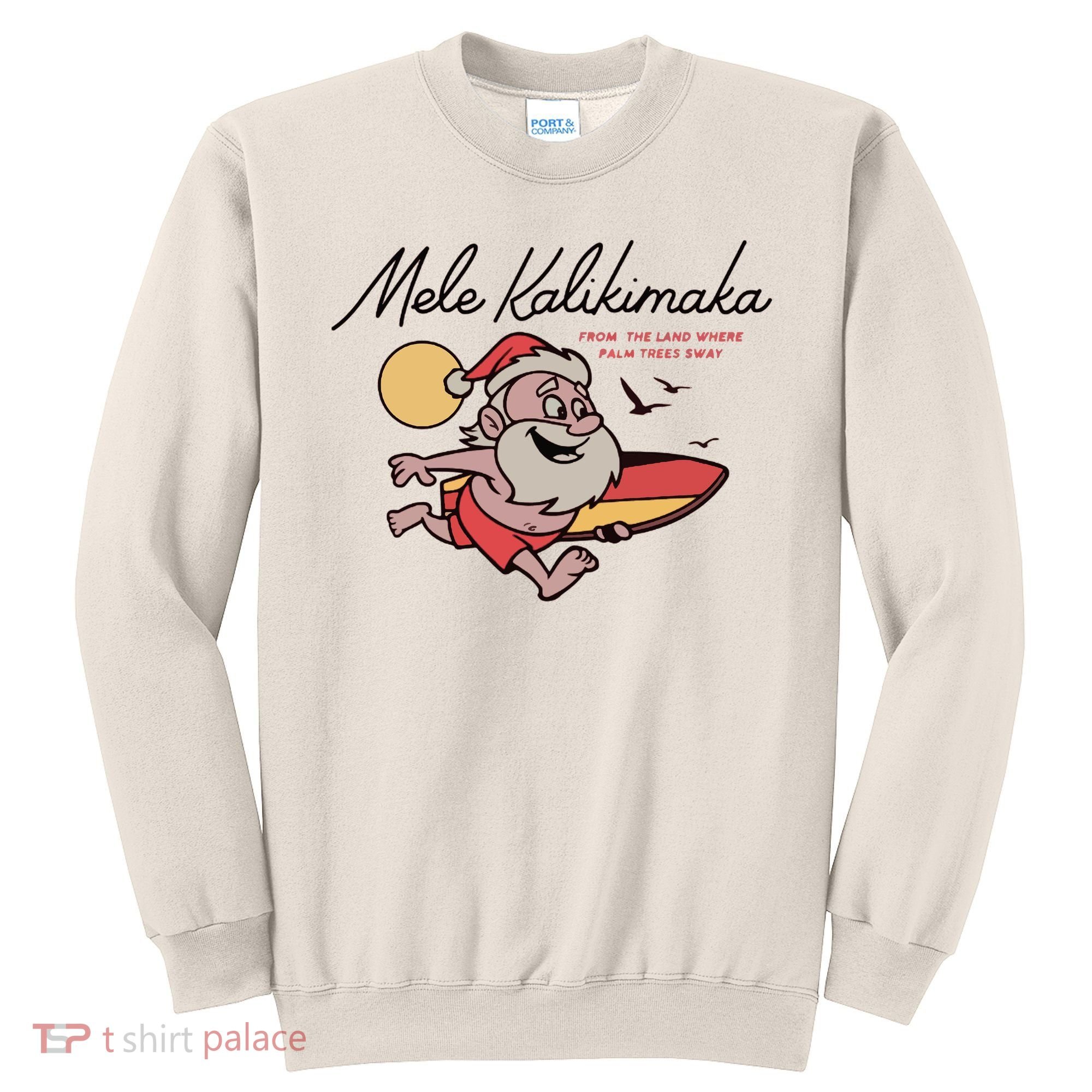 Mele Kalikimaka Hawaii Christmas Surfing Santa Sweatshirt