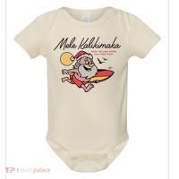 Mele Kalikimaka Hawaii Christmas Surfing Santa Baby Bodysuit thumb 0