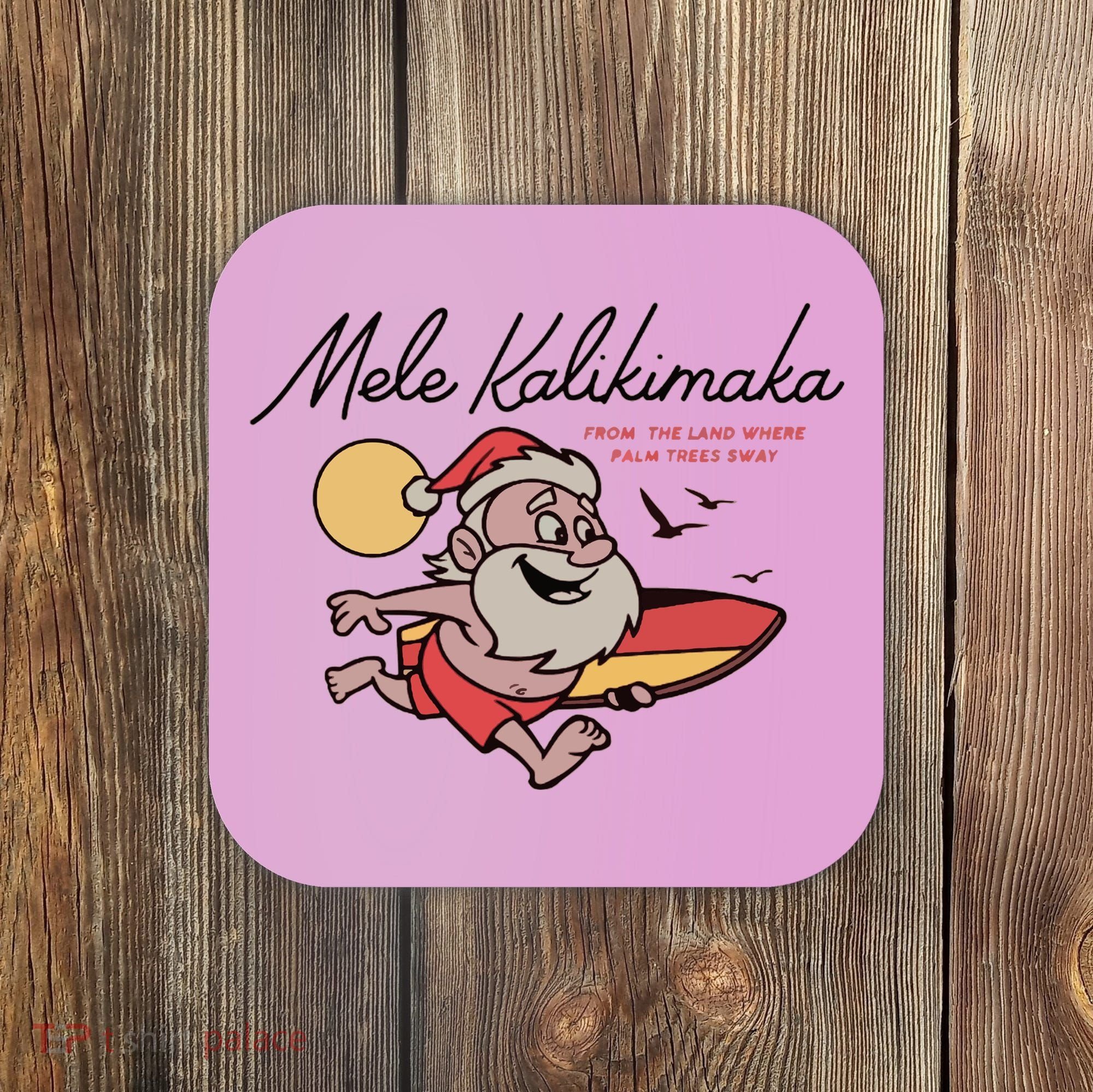 Mele Kalikimaka Hawaii Christmas Surfing Santa Coaster