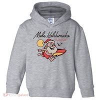 Mele Kalikimaka Hawaii Christmas Surfing Santa Toddler Hoodie thumb 0