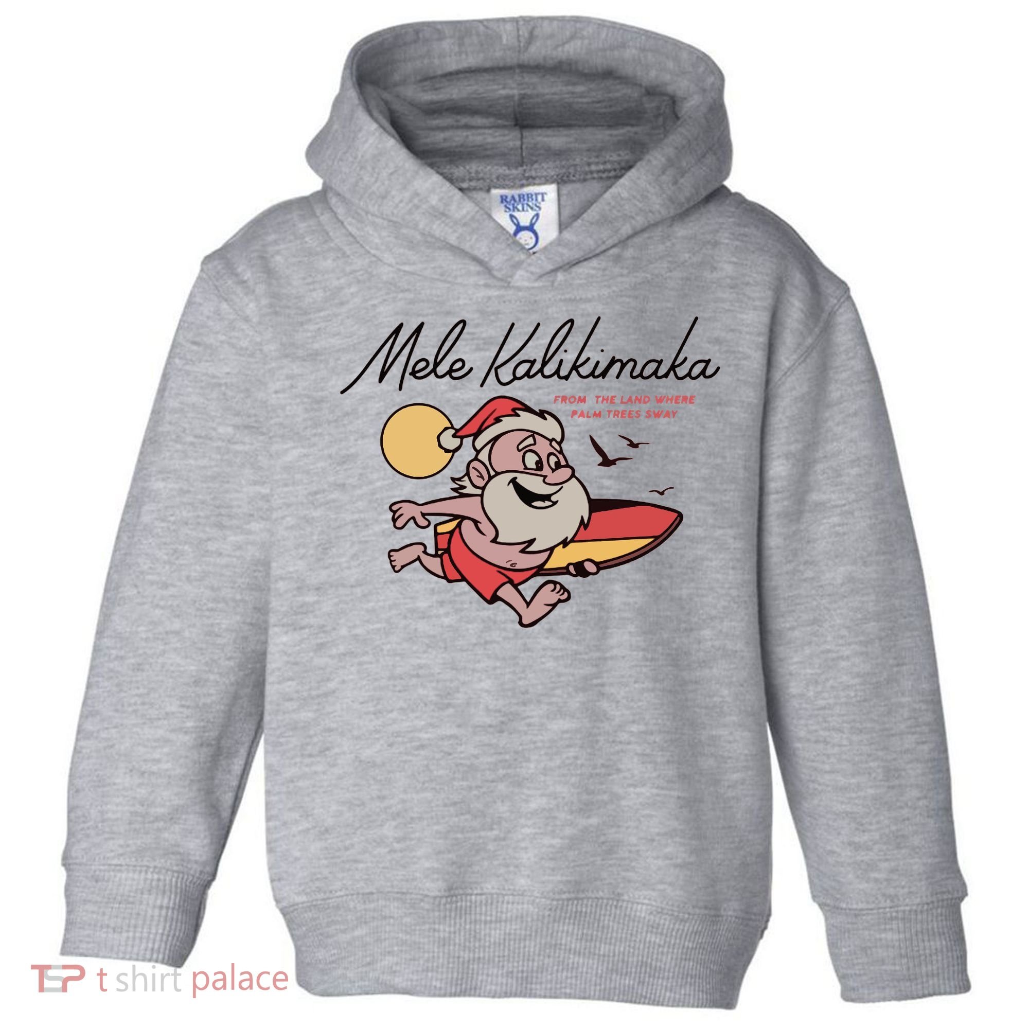 Mele Kalikimaka Hawaii Christmas Surfing Santa Toddler Hoodie