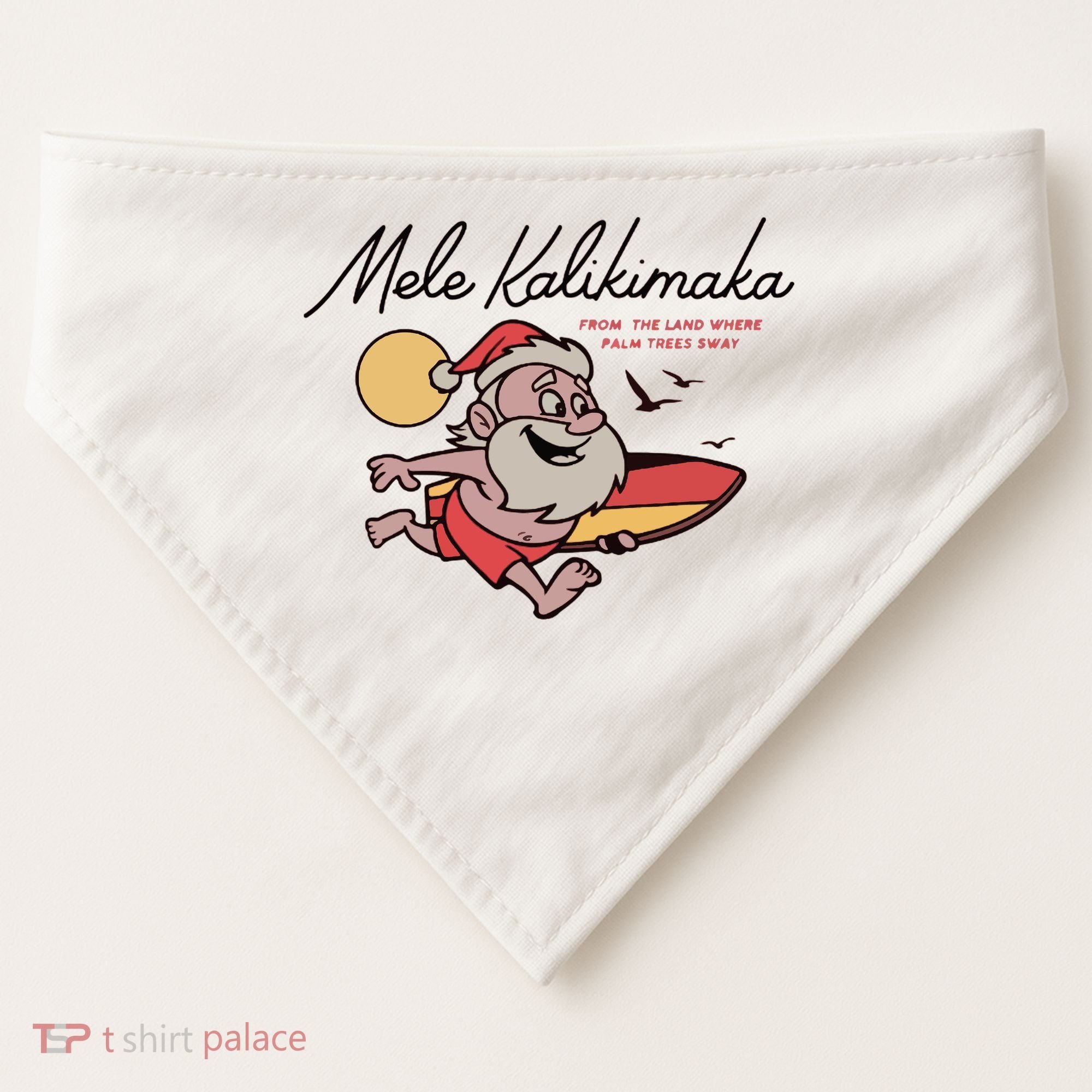 Mele Kalikimaka Hawaii Christmas Surfing Santa USA-Made Doggie Bandana