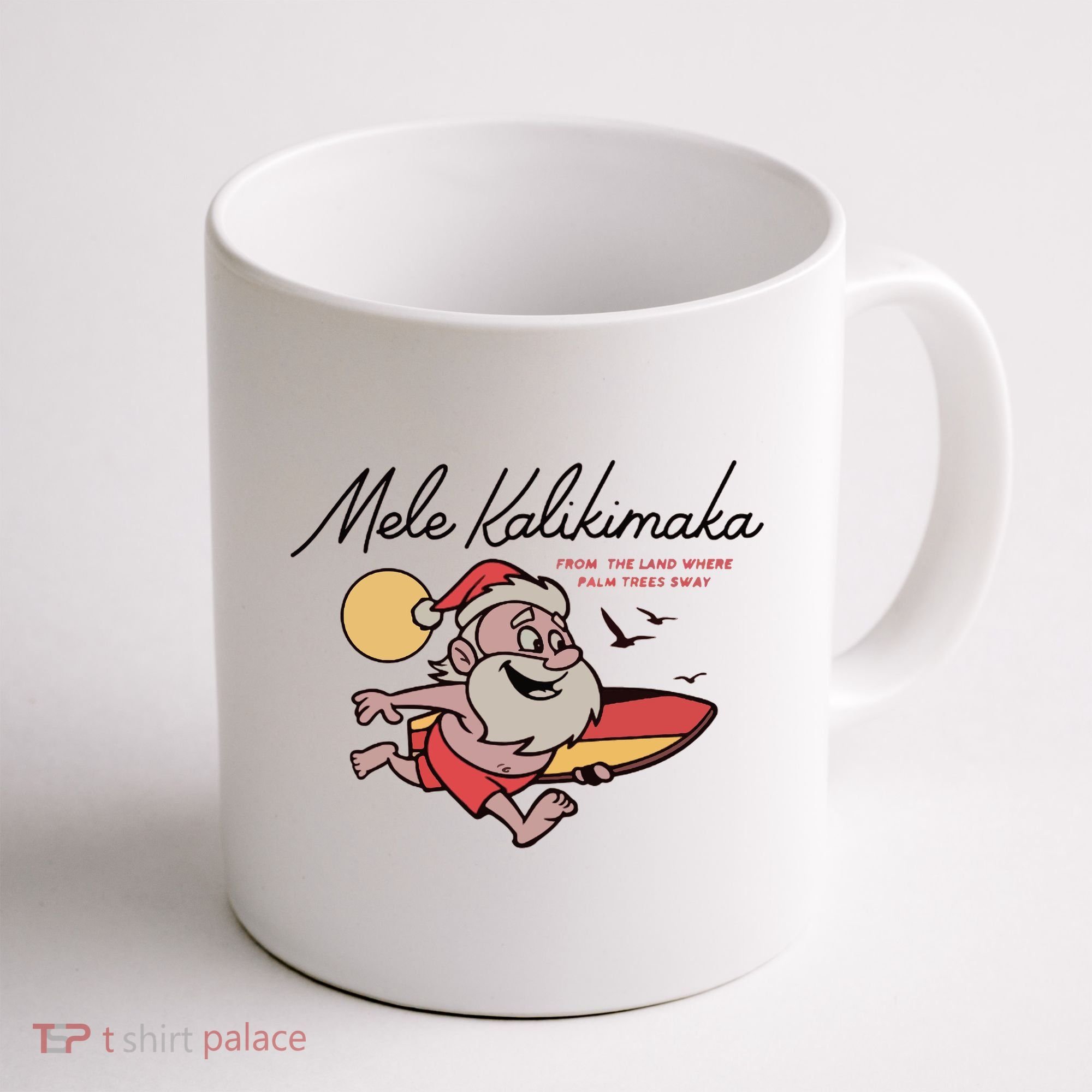 Mele Kalikimaka Hawaii Christmas Surfing Santa Coffee Mug