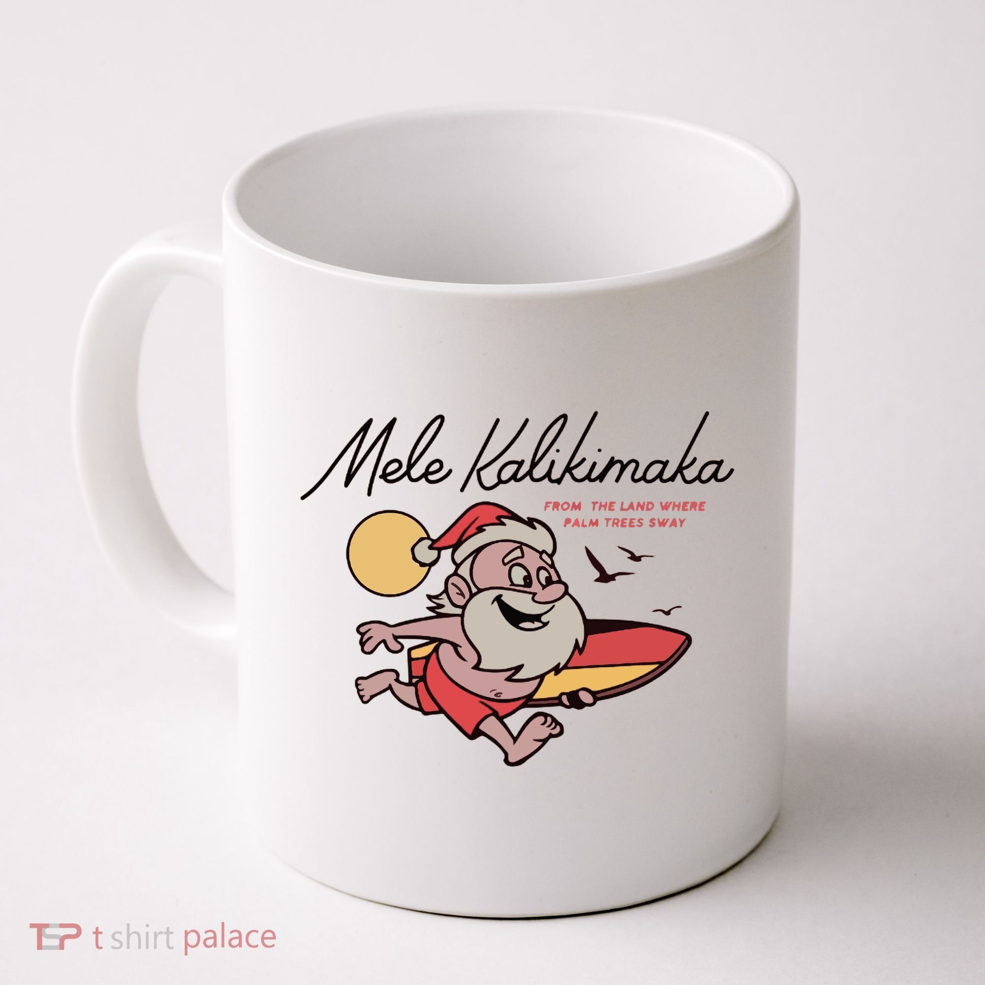 Mele Kalikimaka Hawaii Christmas Surfing Santa Coffee Mug