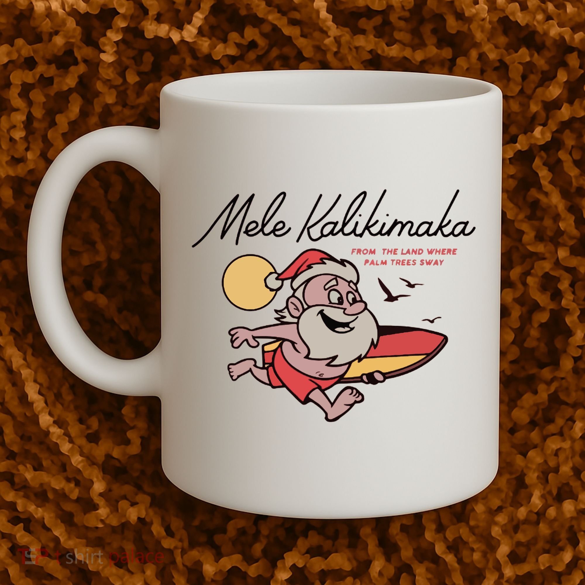 Mele Kalikimaka Hawaii Christmas Surfing Santa Coffee Mug
