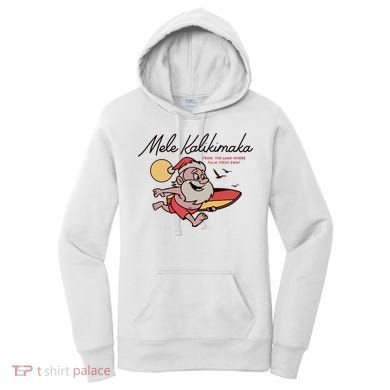 Mele Kalikimaka Hawaii Christmas Surfing Santa Women's Hoodie