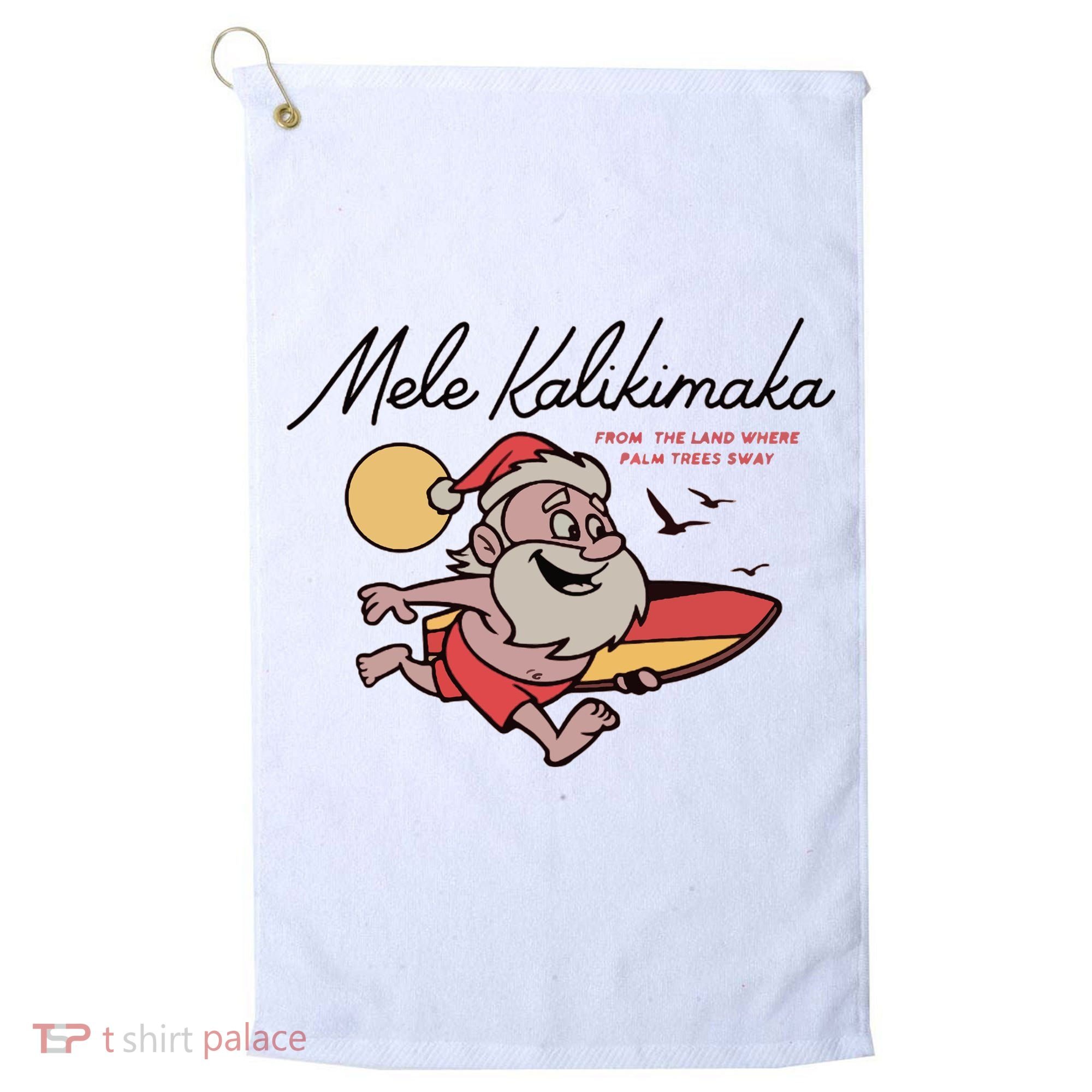 Mele Kalikimaka Hawaii Christmas Surfing Santa Golf Towel