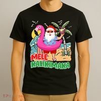 Mele Kalikimaka Hawaiian Christmas In Hawaii Beach Santa T-Shirt thumb 3