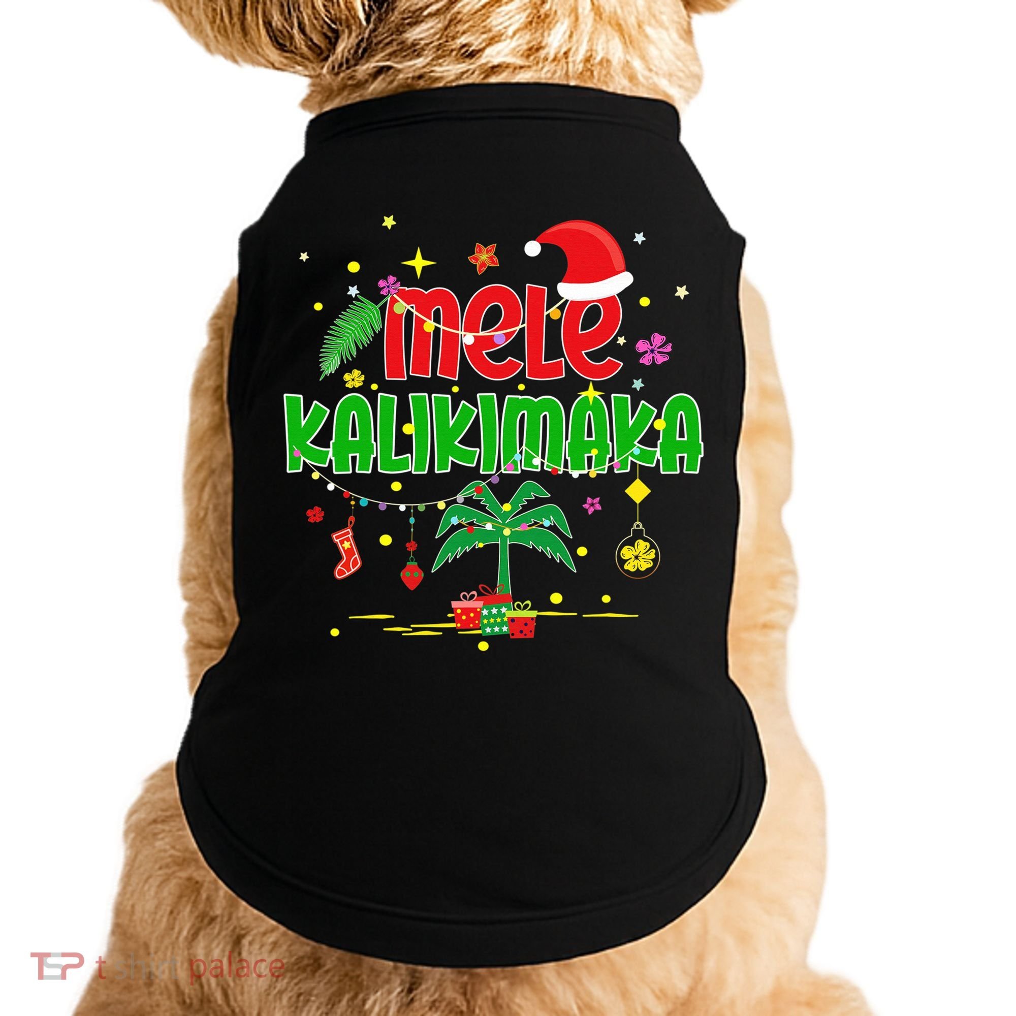 Mele Kalikimaka Hawaiian Christmas Palm Tree Lights Xmas  Doggie Tank