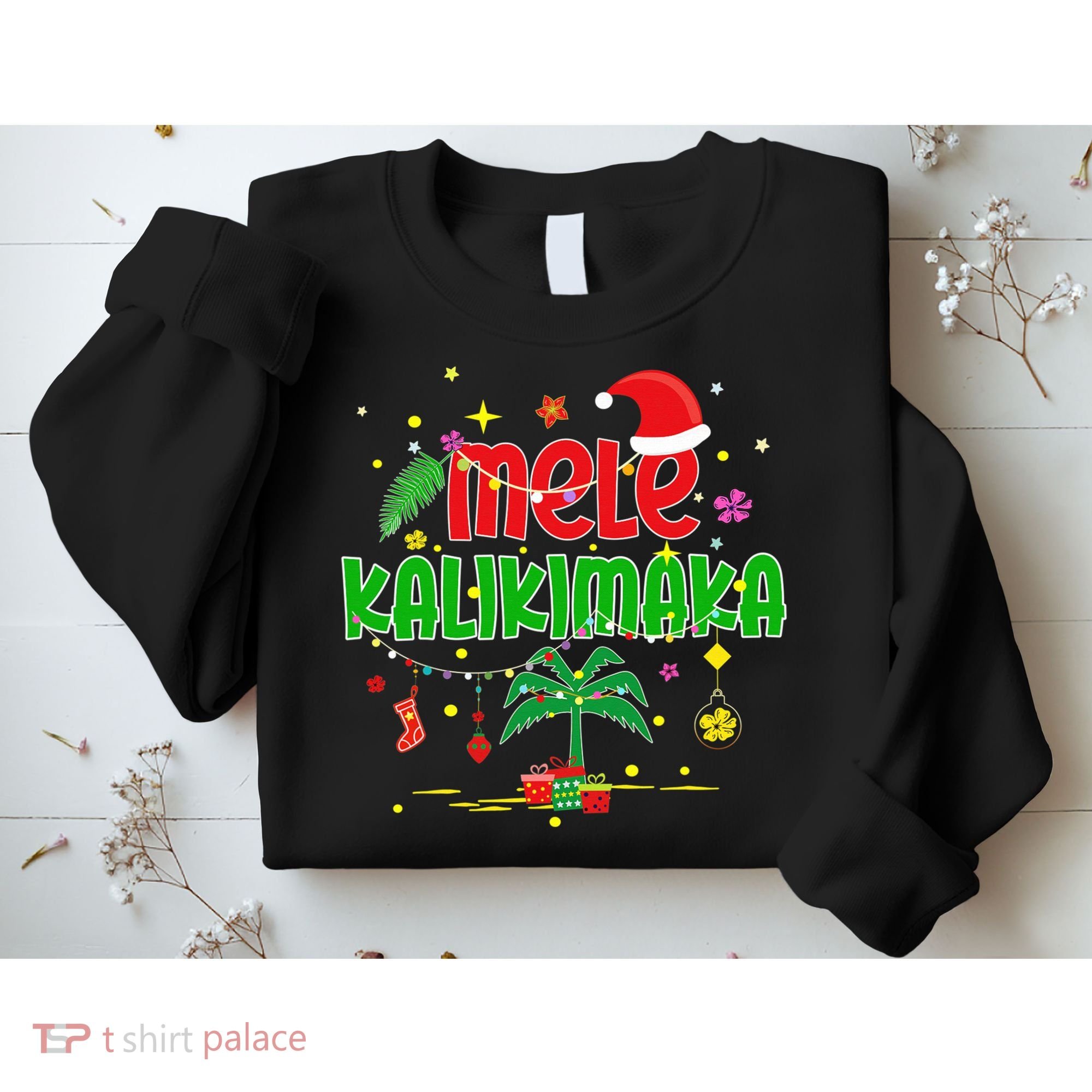 Mele Kalikimaka Hawaiian Christmas Palm Tree Lights Xmas  Sweatshirt
