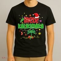 Mele Kalikimaka Hawaiian Christmas Palm Tree Lights Xmas  T-Shirt thumb 3