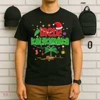 Mele Kalikimaka Hawaiian Christmas Palm Tree Lights Xmas  T-Shirt thumb 6