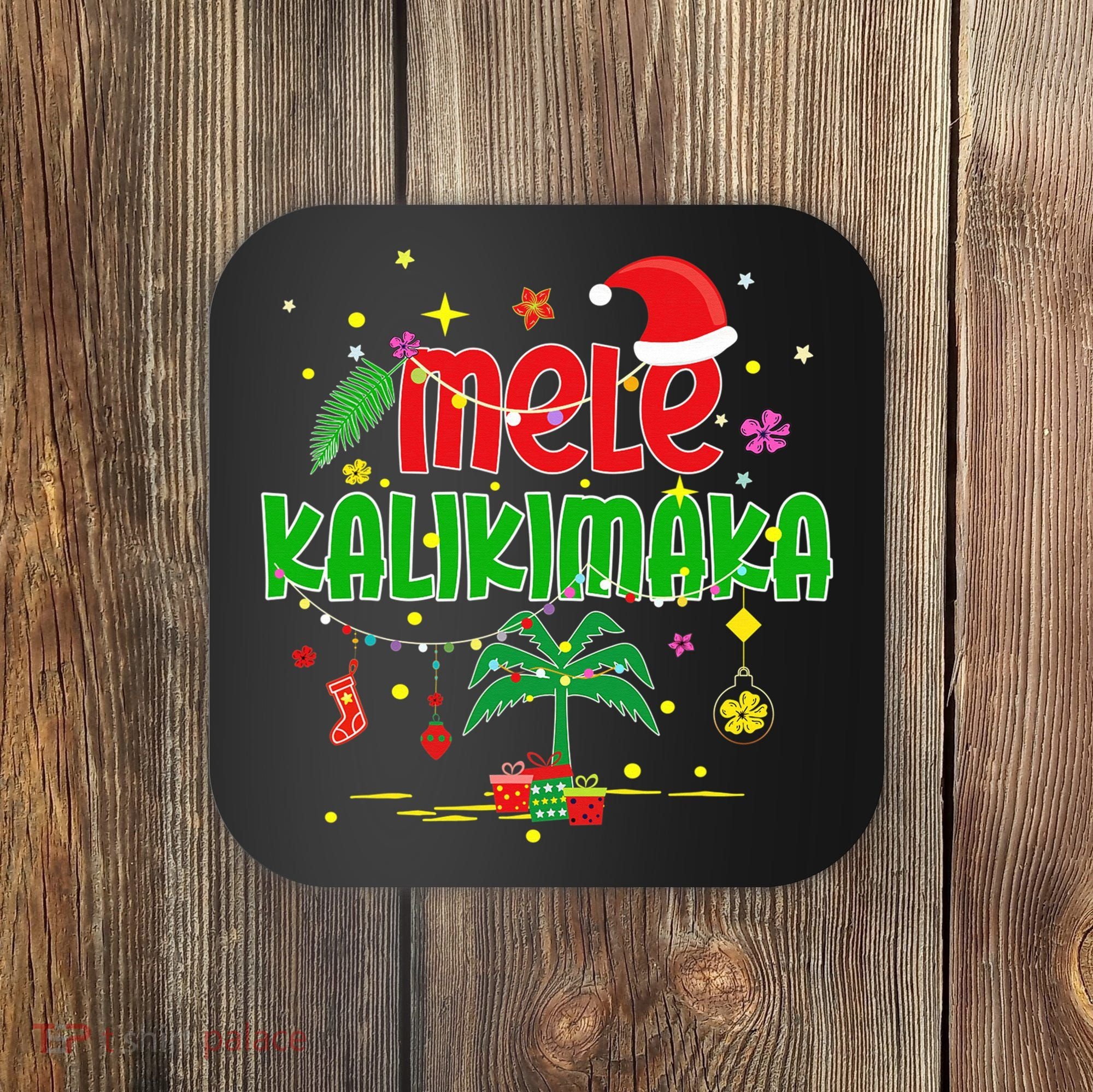 Mele Kalikimaka Hawaiian Christmas Palm Tree Lights Xmas  Coaster