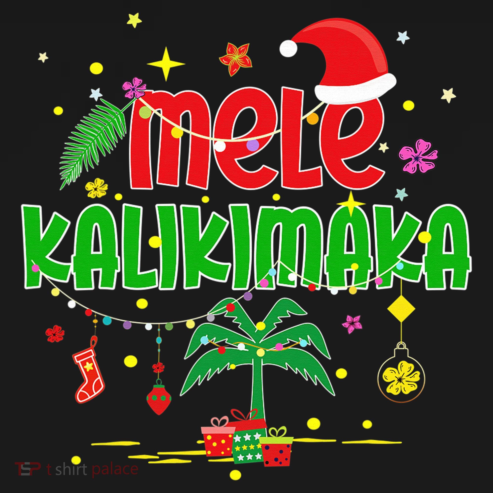 Mele Kalikimaka Hawaiian Christmas Palm Tree Lights Xmas  Women's Tank Top