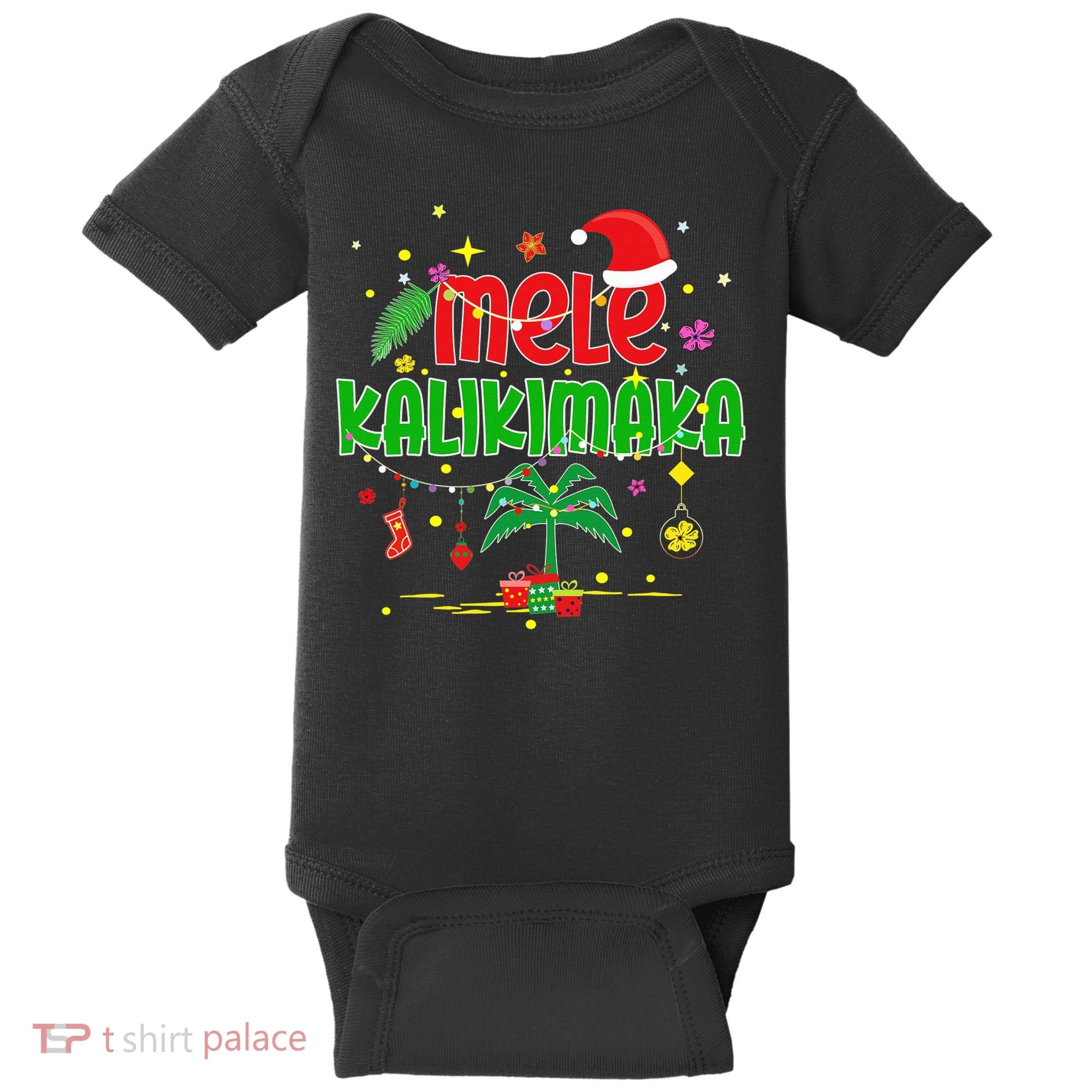 Mele Kalikimaka Hawaiian Christmas Palm Tree Lights Xmas  Baby Bodysuit