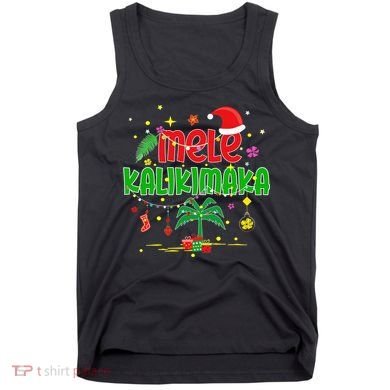 Mele Kalikimaka Hawaiian Christmas Palm Tree Lights Xmas  Tank Top