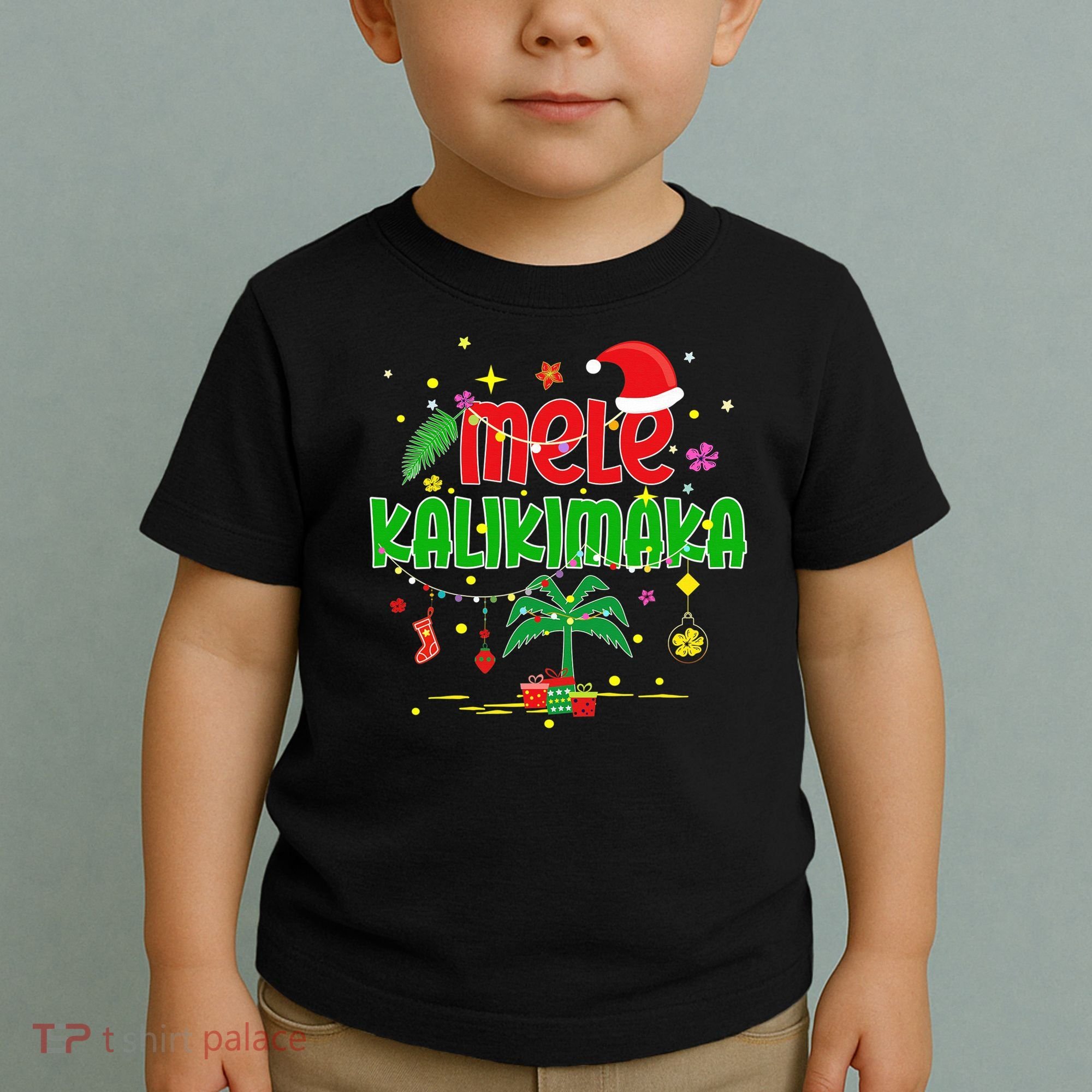 Mele Kalikimaka Hawaiian Christmas Palm Tree Lights Xmas  Toddler T-Shirt