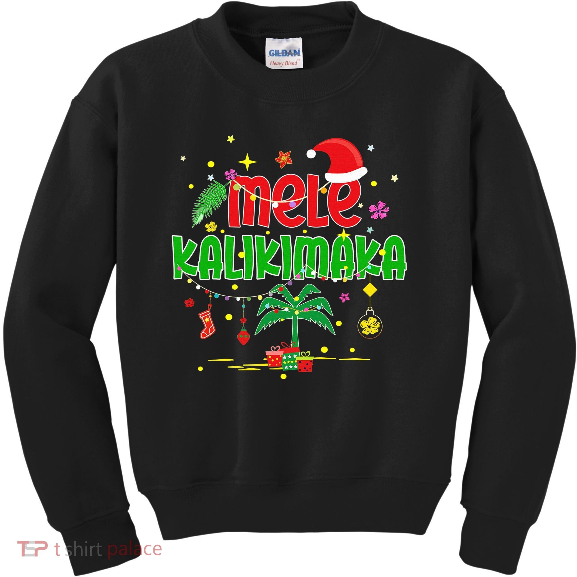 Mele Kalikimaka Hawaiian Christmas Palm Tree Lights Xmas  Kids Sweatshirt