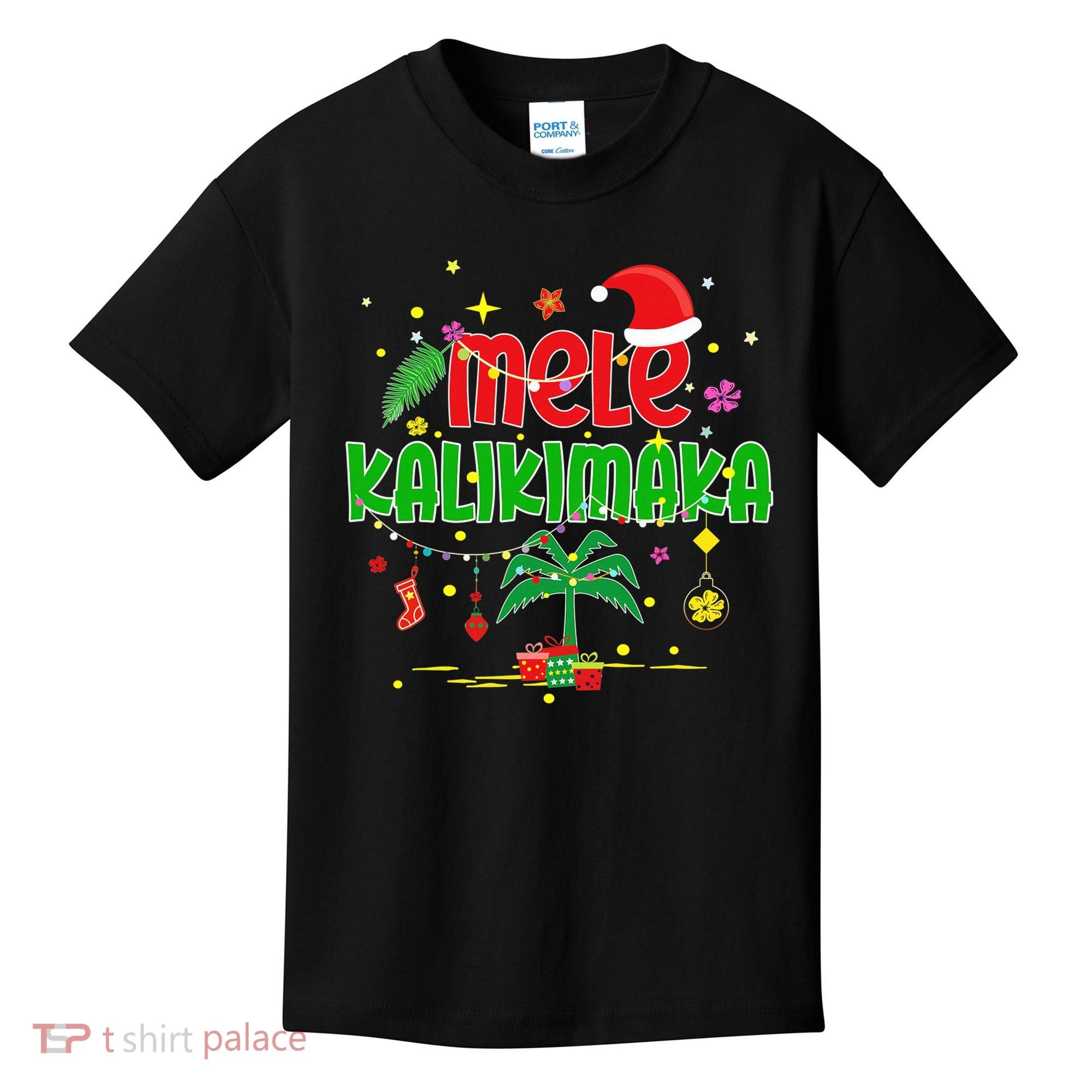 Mele Kalikimaka Hawaiian Christmas Palm Tree Lights Xmas  Kids T-Shirt